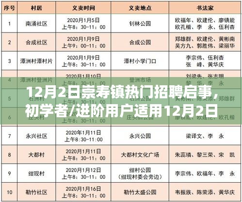 12月2日崇壽鎮(zhèn)熱門招聘啟事詳解，初學者與進階用戶的應聘全攻略