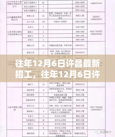 往年12月6日許昌最新招工信息匯總，熱門職位搶先看，就業(yè)新動向揭秘！