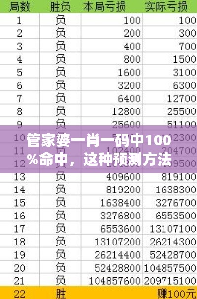 管家婆一肖一碼中100%命中，這種預(yù)測方法是否可持續(xù)？