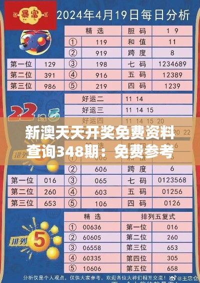 新澳天天開獎免費資料查詢348期：免費參考資料的可信賴性分析