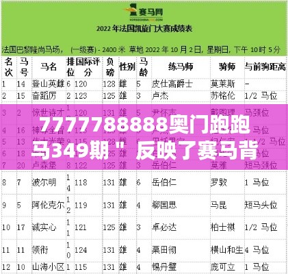 7777788888奧門跑跑馬349期＂ 反映了賽馬背后的精神價值