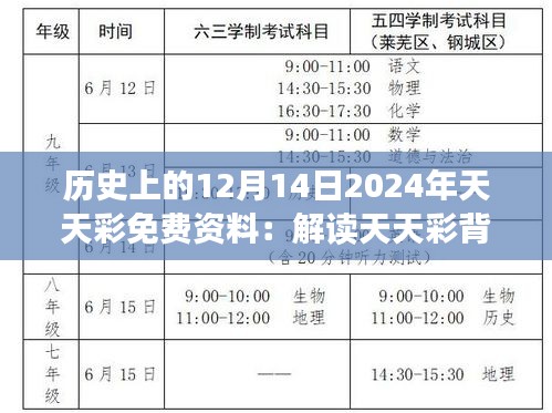 歷史上的12月14日2024年天天彩免費(fèi)資料：解讀天天彩背后的年歷故事