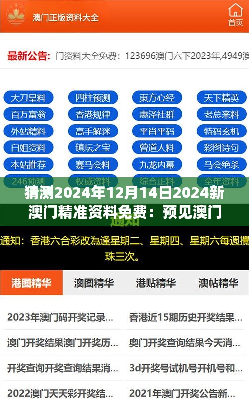猜測2024年12月14日2024新澳門精準(zhǔn)資料免費(fèi)：預(yù)見澳門的數(shù)字化轉(zhuǎn)型