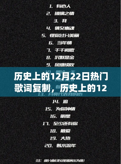 歷史上的12月22日，經典歌詞傳世之旅