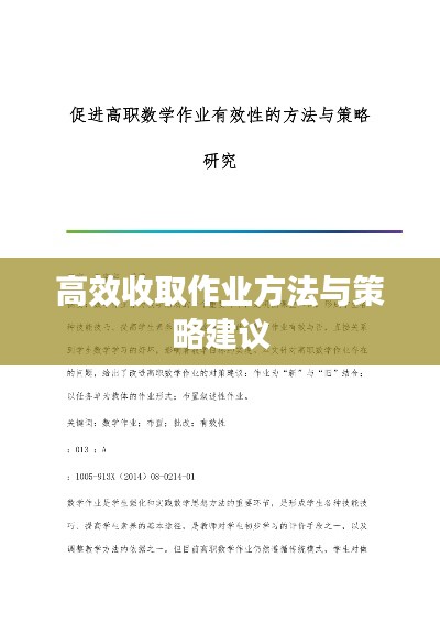 高效收取作業(yè)方法與策略建議