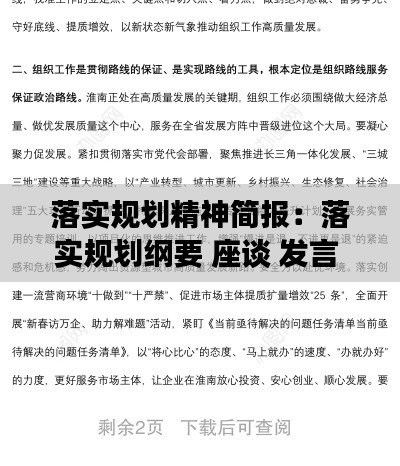 落實(shí)規(guī)劃精神簡報(bào)：落實(shí)規(guī)劃綱要 座談 發(fā)言 