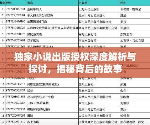獨(dú)家小說(shuō)出版授權(quán)深度解析與探討，揭秘背后的故事