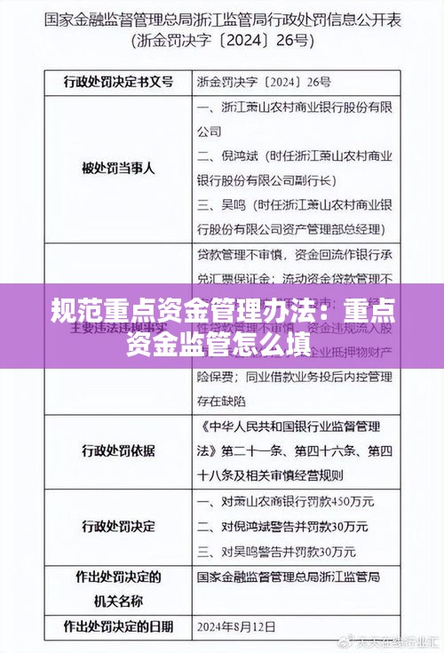規(guī)范重點資金管理辦法：重點資金監(jiān)管怎么填 