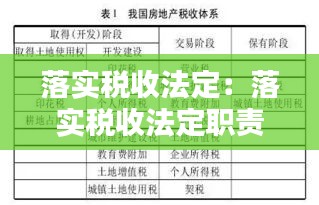 落實稅收法定：落實稅收法定職責 