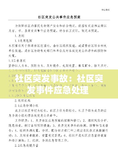 社區(qū)突發(fā)事故：社區(qū)突發(fā)事件應(yīng)急處理 