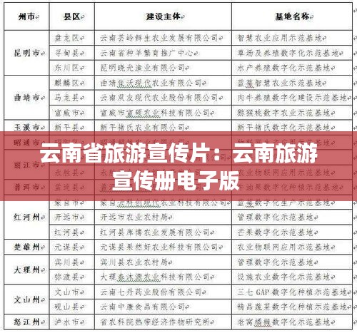 云南省旅游宣傳片：云南旅游宣傳冊(cè)電子版 