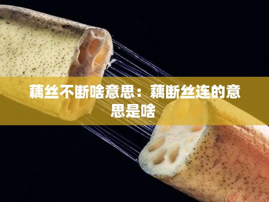 藕絲不斷啥意思：藕斷絲連的意思是啥 