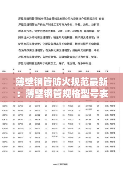 薄壁鋼管防火規(guī)范最新：薄壁鋼管規(guī)格型號表 