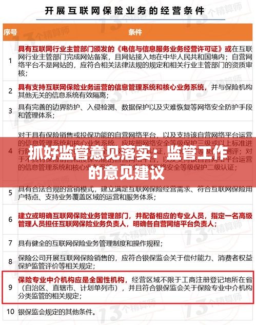 抓好監(jiān)管意見(jiàn)落實(shí)：監(jiān)管工作的意見(jiàn)建議 