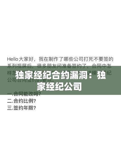 獨家經(jīng)紀合約漏洞：獨家經(jīng)紀公司 