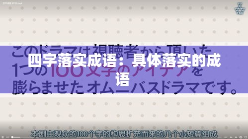 四字落實(shí)成語(yǔ)：具體落實(shí)的成語(yǔ) 