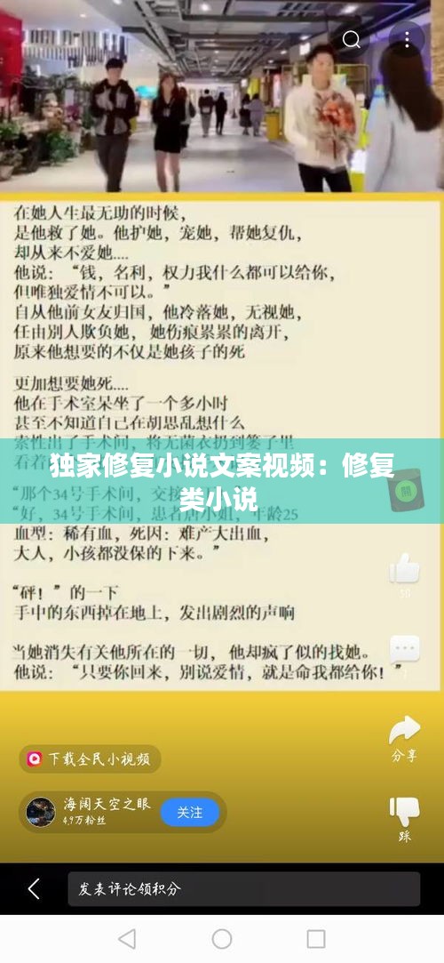 獨家修復(fù)小說文案視頻：修復(fù)類小說 