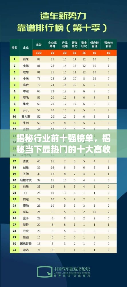 揭秘行業(yè)前十強榜單，揭秘當下最熱門的十大高收入行業(yè)！