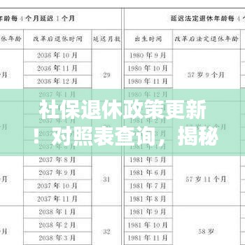 社保退休政策更新！對(duì)照表查詢(xún)，揭秘你的退休權(quán)益與待遇保障！