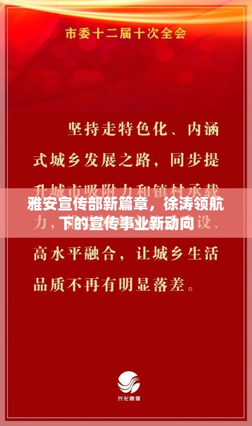 雅安宣傳部新篇章，徐濤領航下的宣傳事業(yè)新動向