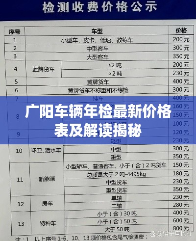 廣陽車輛年檢最新價格表及解讀揭秘