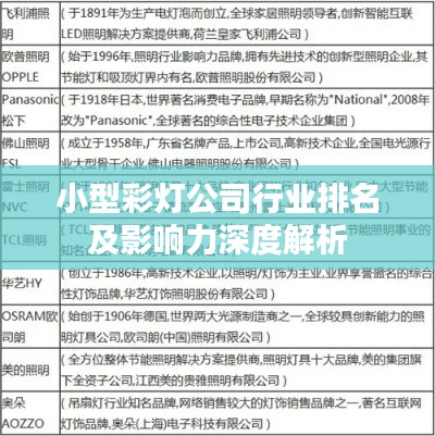 小型彩燈公司行業(yè)排名及影響力深度解析