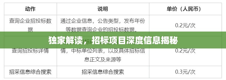 獨家解讀，招標項目深度信息揭秘