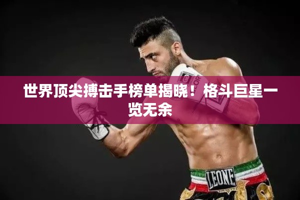 世界頂尖搏擊手榜單揭曉！格斗巨星一覽無(wú)余