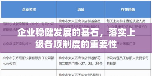 企業(yè)穩(wěn)健發(fā)展的基石，落實上級各項制度的重要性