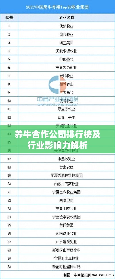 養(yǎng)牛合作公司排行榜及行業(yè)影響力解析