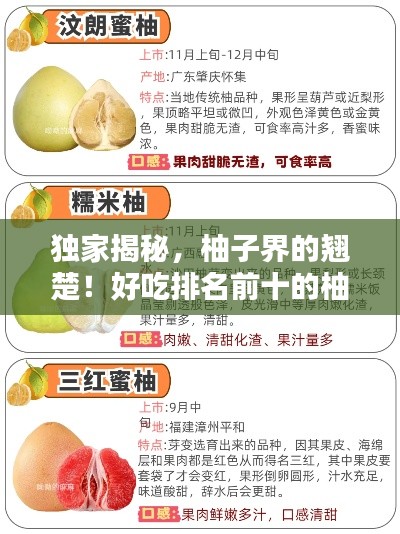 獨家揭秘，柚子界的翹楚！好吃排名前十的柚子品種盤點