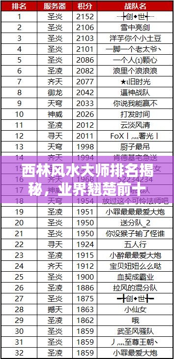 西林風(fēng)水大師排名揭秘，業(yè)界翹楚前十名榜單！